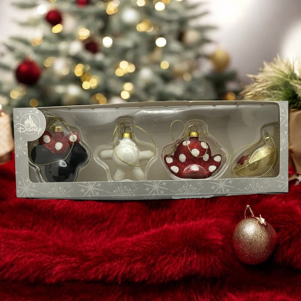 Disney Parks Minnie Mouse Parts Ornament Set of 4 | Ears - Hand - Shoe - Skirt